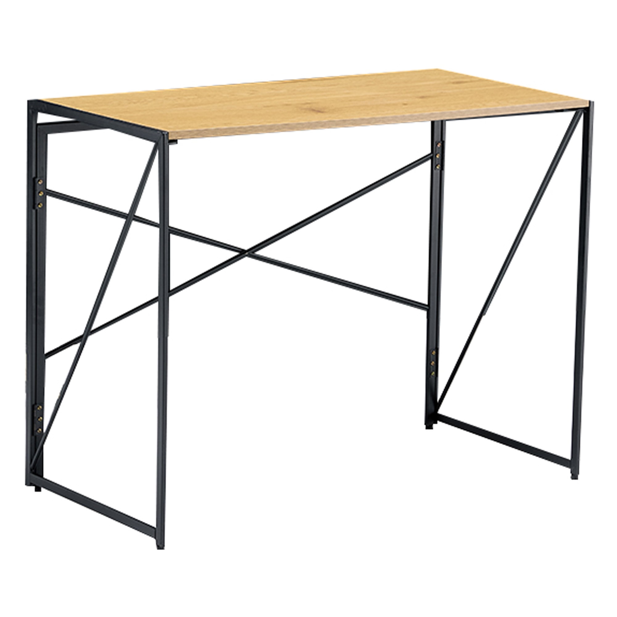 Joytek - Mesa Escritorio Plegable De Metal Y Madera Roble Claro 100x50x75 Cm