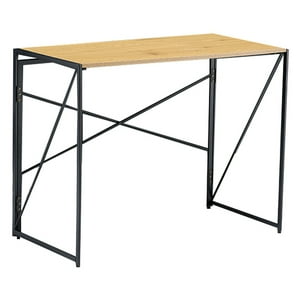 Joytek - Mesa Escritorio Plegable De Metal Y Madera Roble Claro 100X50X75 Cm