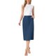 thumbnail image 2 of INSPIRE CHIC Falda Midi de Algodón y Lino para Mujer Casual con Abertura Trasera de Cintura Alta con Bolsillos XS Azul Oscuro, 2 of 6