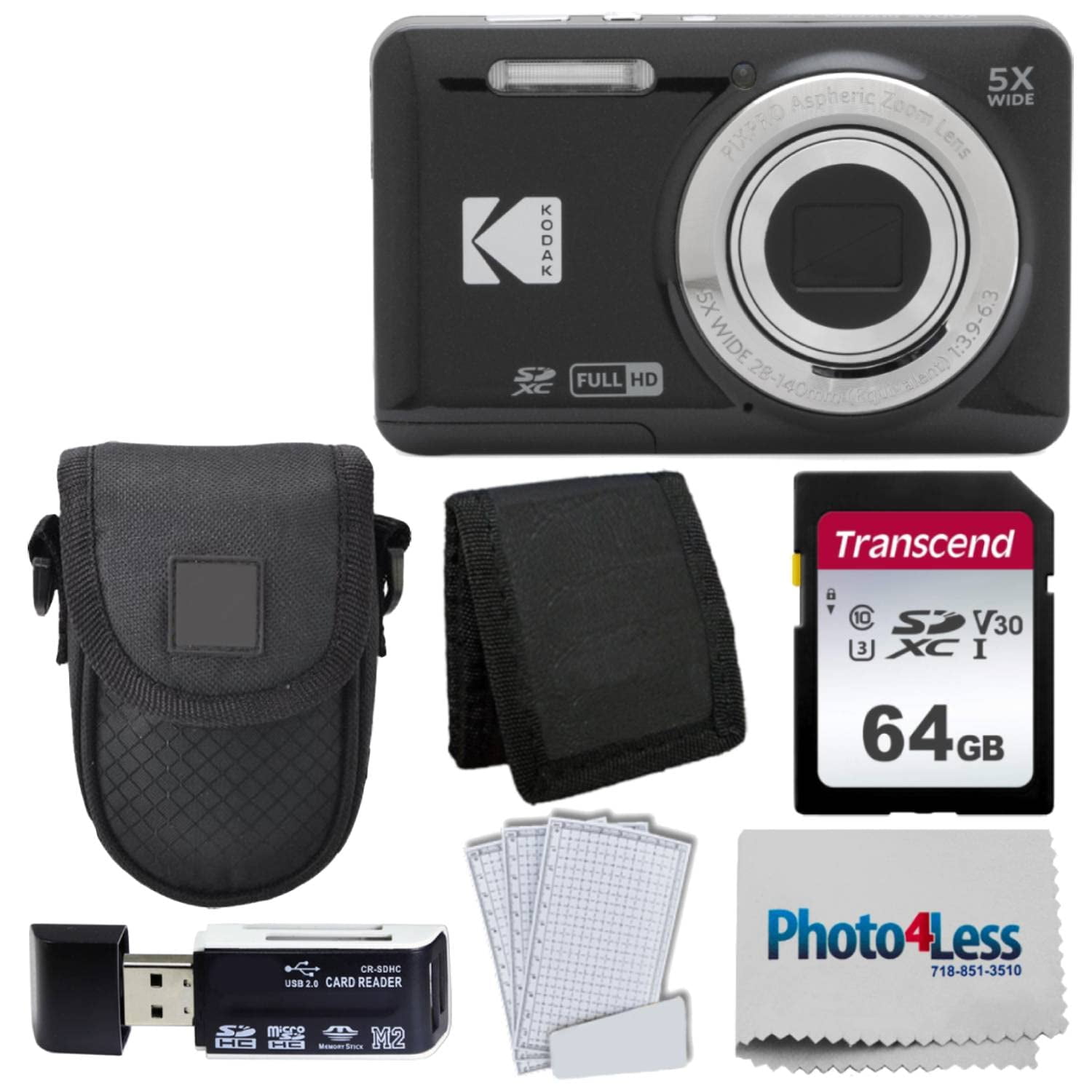 Photo4less - Cámara Digital Kodak Pixpro Fz55 16mp 5x Zoom 64gb Negra