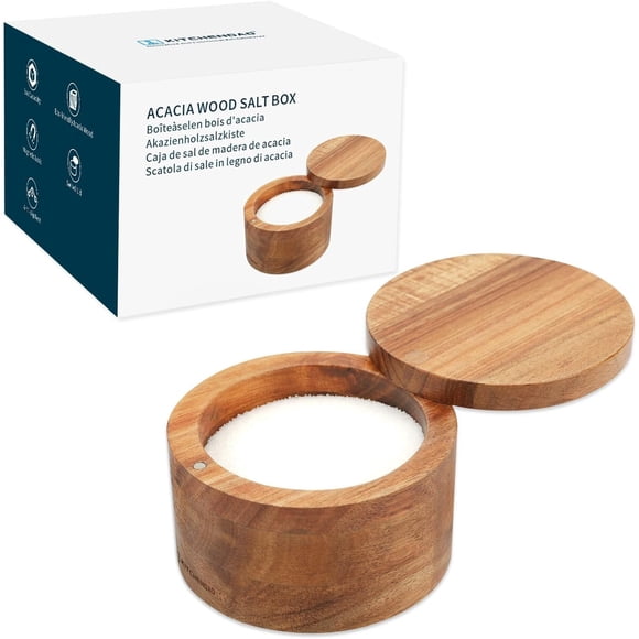 Salero KITCHENDAO de madera de acacia 6 oz (177 ml)