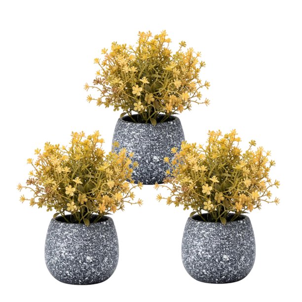 Set 3 Plantas Artificiales Flores Velo de Novia Decoracion amarillo
