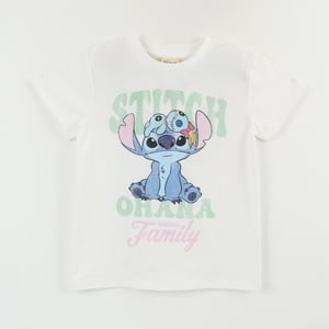 Polera Manga Corta Niña Blanco Ohana Lilo & Stitch Disney