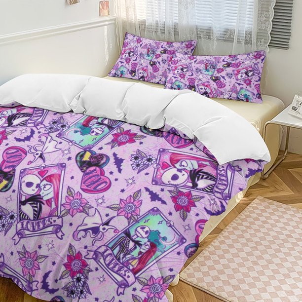 Pale Pink The Nightmare Before Christmas Comforter Set Soft 3 Pcs Twin Bedding Sets Thicken for All Season