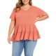 thumbnail image 1 of GRACE & GRANDEUR Blusas Peplum de Verano para Mujer Tallas Grandes de Pascua Babydoll con Textura en Capas Plisadas Cuello en V Manga Corta Ajuste Suelto Casual 3X Naranja, 1 of 6