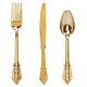 thumbnail image 1 of Juego desechable de cubiertos de plástico dorado, 300 piezas, WDF, 1 of 9