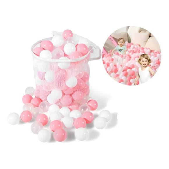 100pcs Pelotas De Billar De Plásticas Para Casa De Juegos Transparente、 Blanco Y Rosa