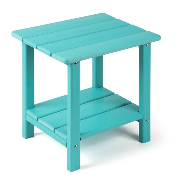 Mesa auxiliar Apolimi de 42 cm, 2 niveles, resistente a la intemperie