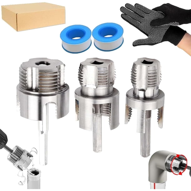 Llave tubos 4 en 1 terraja accionada taladro para 1/2" y 3/4" tuberías PVC
