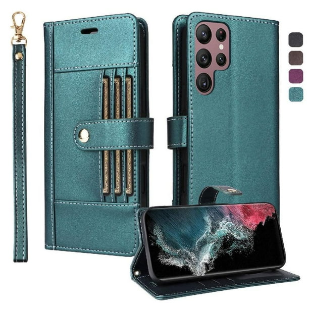 FOXDOCK Funda tipo Cartera para Samsung Galaxy S23 Ultra – Cubierta de Cuero PU con Múltiples Ranuras, Bolsillo para Efectivo y Correa de Muñeca