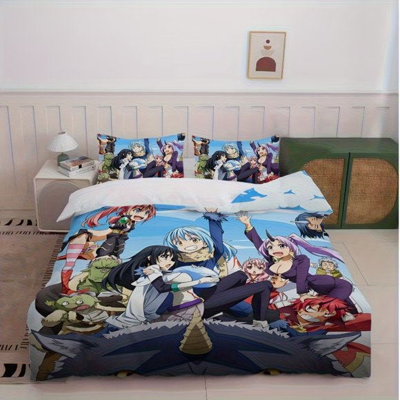 bedding Featuring The Anime 'That Time I Got Reincarnated As a Slime' with a Cute And Stylish Design It Is Appropriate for All Seasons And Available in Single Double