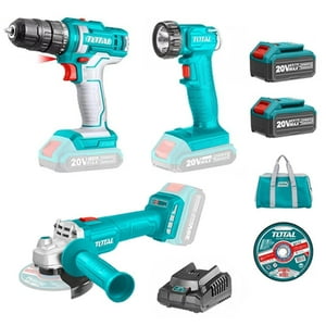 Total Tools - Taladro+ Galletera Esmeril+ Linterna 20V Total