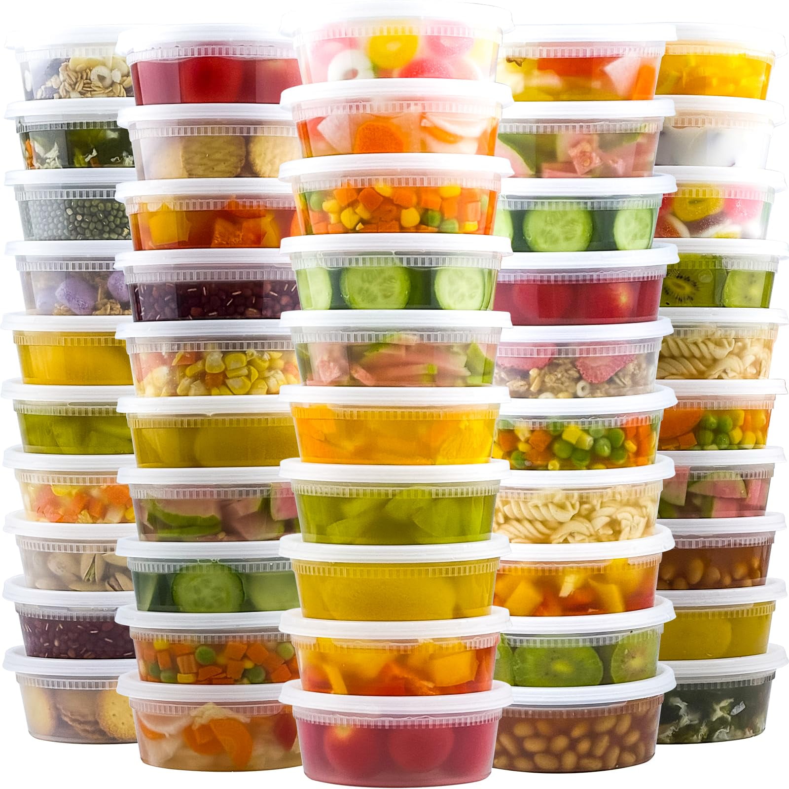 50 Contenedores Para Comida Dealusy De 240 Ml Con Tapa, Plástico Libre De Bpa