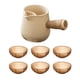 thumbnail image 1 of Tetera De Cerámica Y 6 Tazas Con Mango Antiescaldaduras Para Hotel, Hogar, Exterior, Blanco, 1 of 3