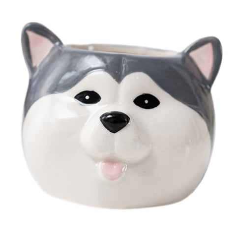 Ioensy - Maceta De Cerámica Con Forma De Perro De Dibujos Animados, Maceta Para Decorar La Entrada, Husky