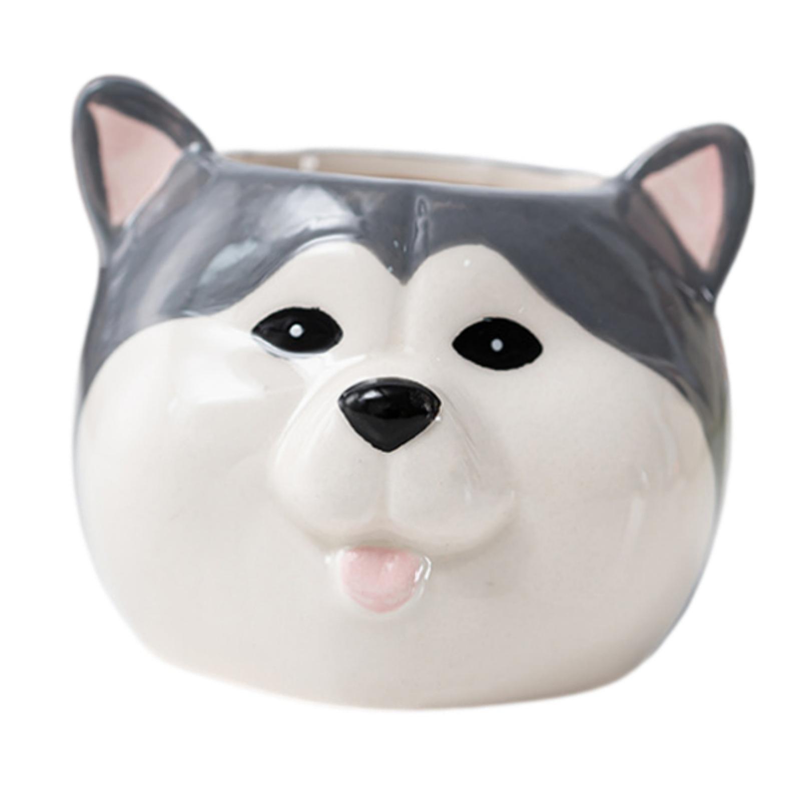 Ioensy - Maceta De Cerámica Con Forma De Perro De Dibujos Animados, Maceta Para Decorar La Entrada, Husky