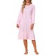 thumbnail image 2 of INSPIRE CHIC Vestido de Dormir de Manga Larga con Flores para Mujer, Camisón Suave Midi con Detalles de Volantes y Cuello Redondo 2XL Rosa, 2 of 6