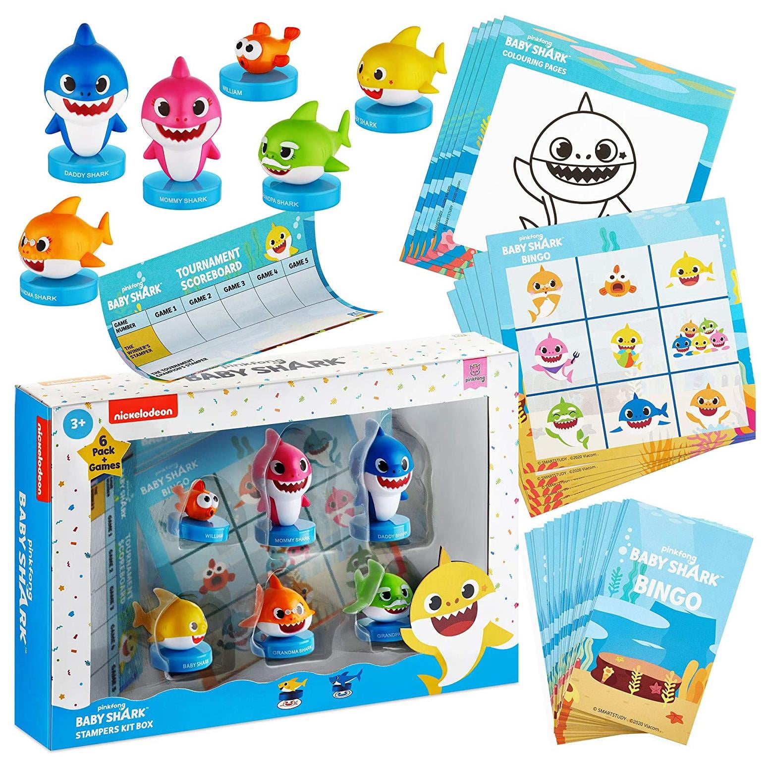 Pmi International - Baby Shark Game Character Bingo Cards Coloring Stampers Play