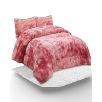 Gran Sol - Plumón Cubrecama Chiporro Peludo Grueso 2 Plazas Rojo Jaspeado