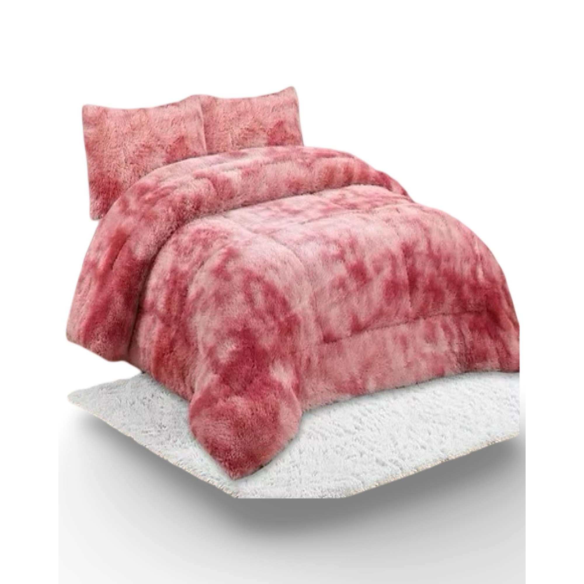 Gran Sol - Cubrecama Cubrecama Chiporro Peludo Grueso 2 Plazas Rojo Jaspeado