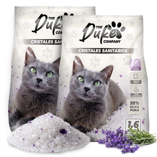 The Duke Company - Arena Sanitaria Para Gatos Cristales De Sílice Sin Polvo Aroma Lavanda 3.2 Kg Duke Control De Olores