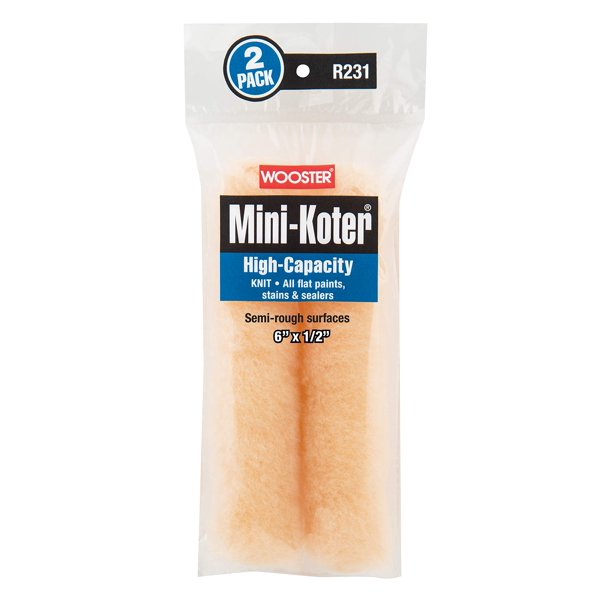 Cubierta de rodillo de pintura Wooster R231-6 Mini‑Koter 6" (15,2 cm) x 1,3 cm, paquete de 2