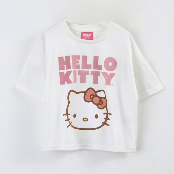 Polera Manga Corta Niña Hello Kitty Cara Blanco