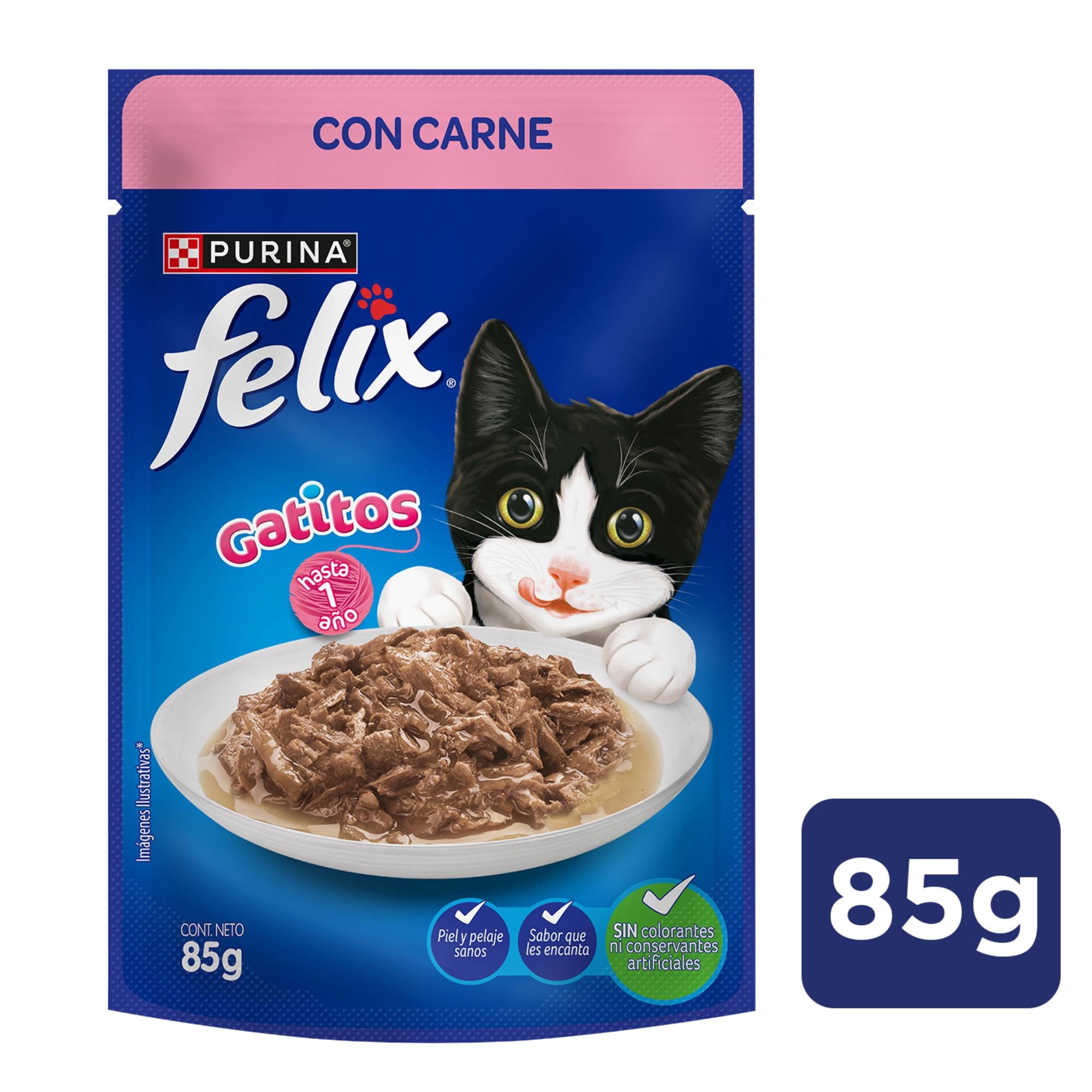 Alimento Húmedo Gatito Sabor Carne Pouch 85 g Felix