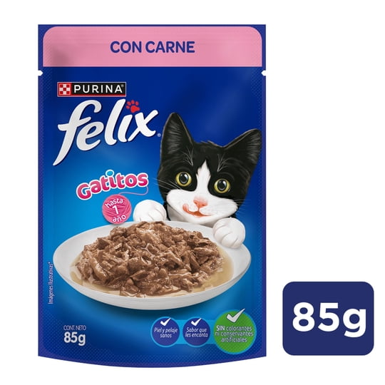 Alimento Húmedo Gatito Sabor Carne Pouch 85 g Felix