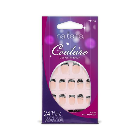 Paquete Safari Nail Couture de Nailene – 24 uñas con pegamento y lima