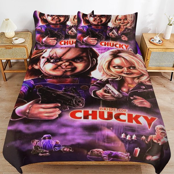 Bride of Chucky Bedding Set Duvet Cover Comfortable and Lightweight Cartoon Bedding 3 Piece Bed Set