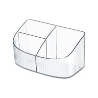 Magideal - Caja De Cosméticos Portátil Con Rejillas, Organizador De Maquillaje, Estuche Organizador De Baño Con Exhibición De Cosméticos, Soporte Para Brochas De Pequeño Y Blanco