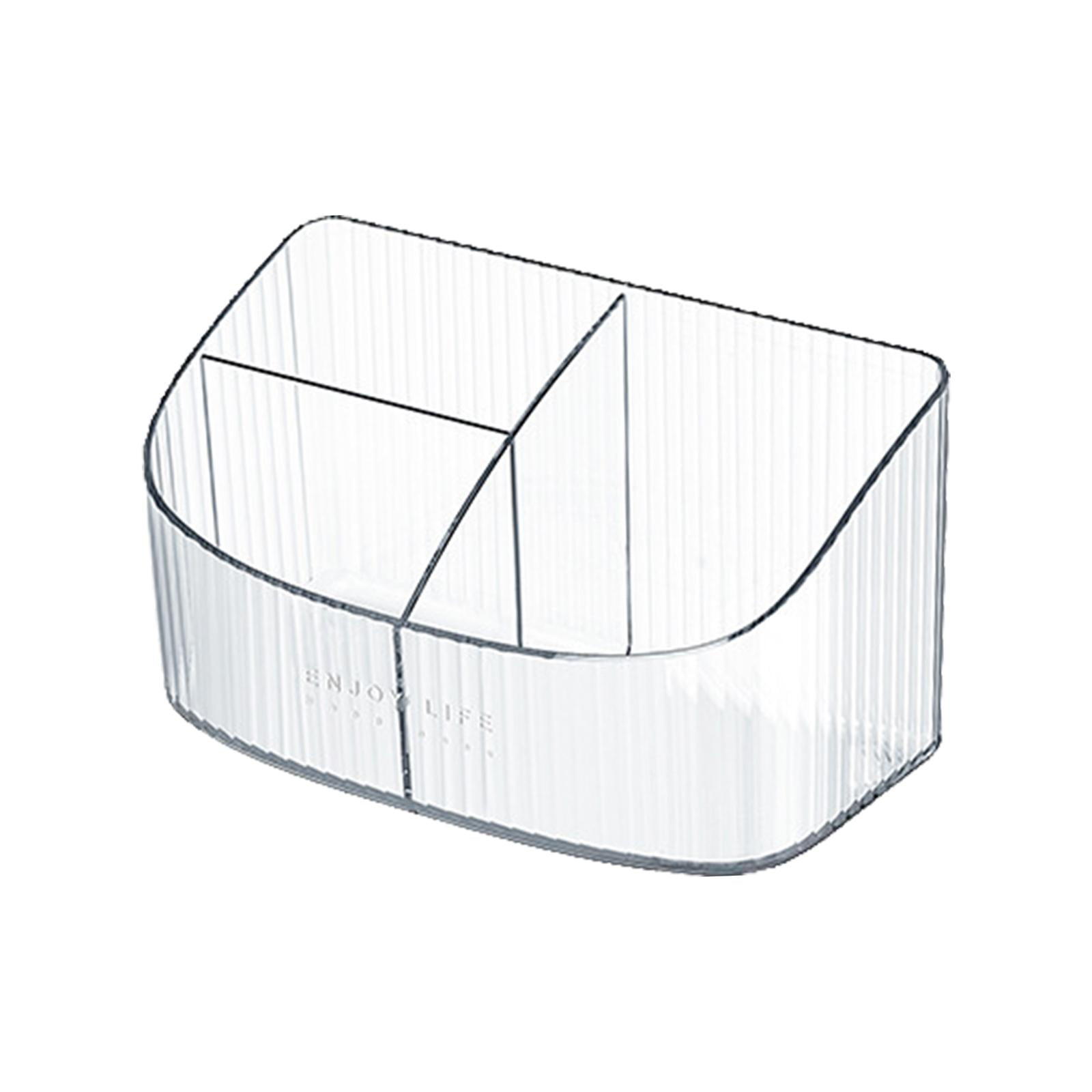 Magideal - Caja De Cosméticos Portátil Con Rejillas, Organizador De Maquillaje, Estuche Organizador De Baño Con Exhibición De Cosméticos, Soporte Para Brochas De Pequeño Y Blanco