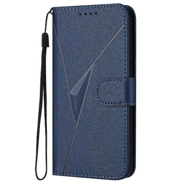 Funda Cartera Fibra de Carbono para iPhone 17 Pro Max con Soporte y Cierre Magnético Azul