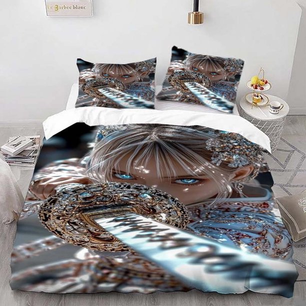 Gorgeous Katana Themed Bedding Set Duvet Cover and Pillowcase Set Soft and Comfortable for All Seasons