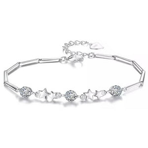 Luminara - Pulsera Plata 925 Estrellas Ajustable Circones En Oro Blanco Blanco Talla Única
