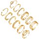 thumbnail image 1 of Anillos para el dedo del pie Honsny, 12 piezas, chapados en oro de 14K y plata, ajustables, 1 of 6
