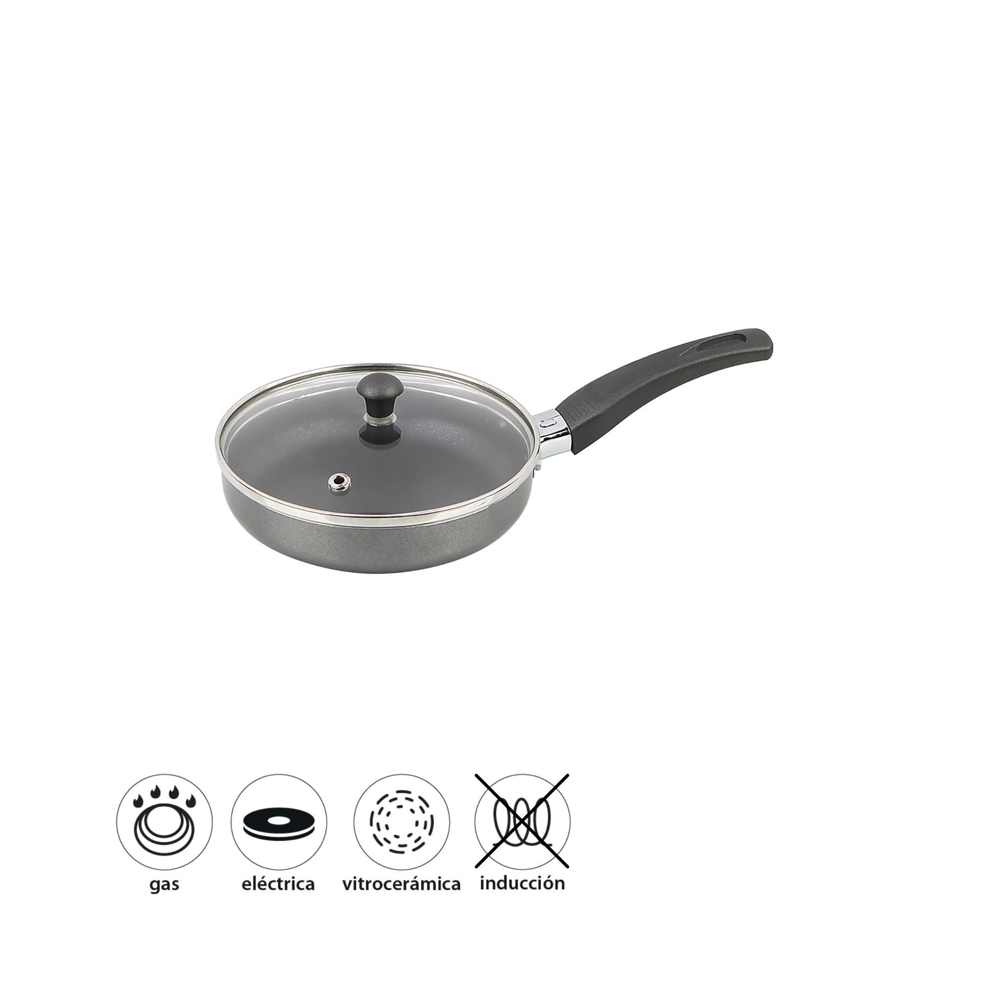 Sarten Aluminio con Tapa 14 cm 2 Piezas