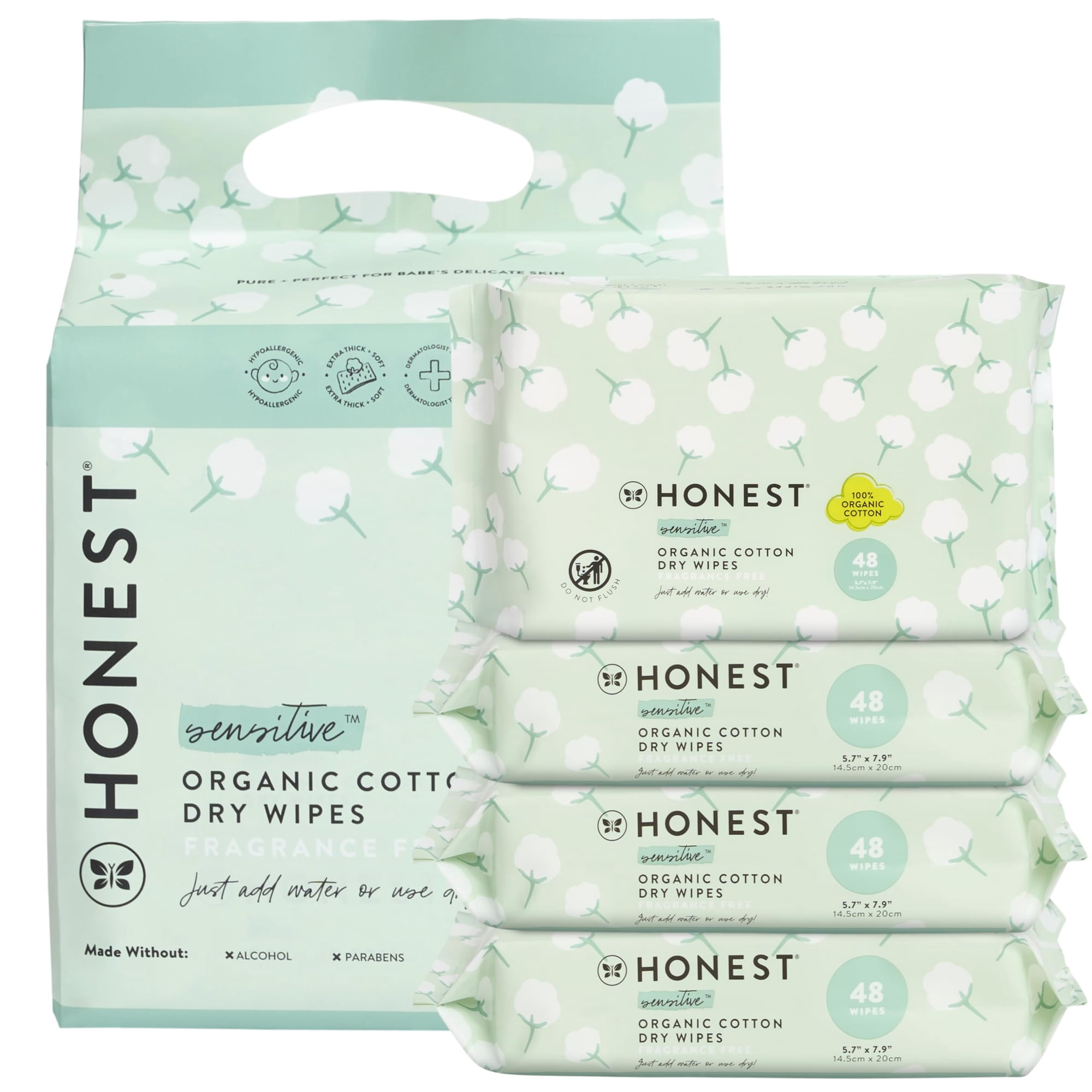 Toallitas Secas De Algodón Orgánico The Honest Company, Paquete De 192
