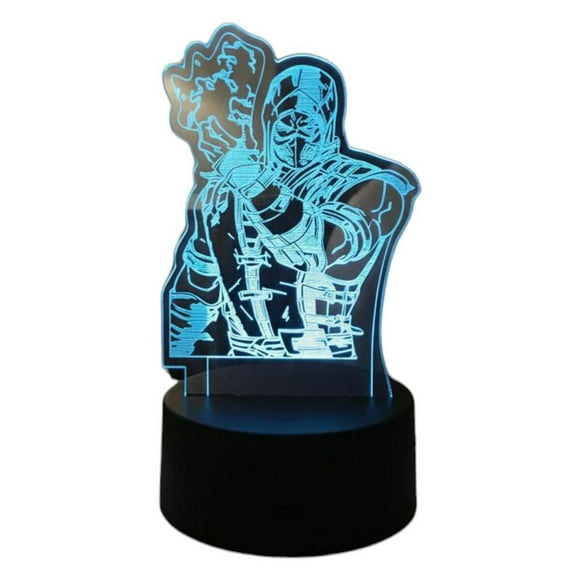 Lampara Ilusion 3D Sub Zero Mortal Combat de 7 colores, Base touch