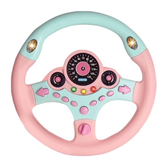 Volante de juguete para asiento de coche con control de conducción musical para bebés, niños , niños y niñas, juguete para asiento de coche, j Rosa
