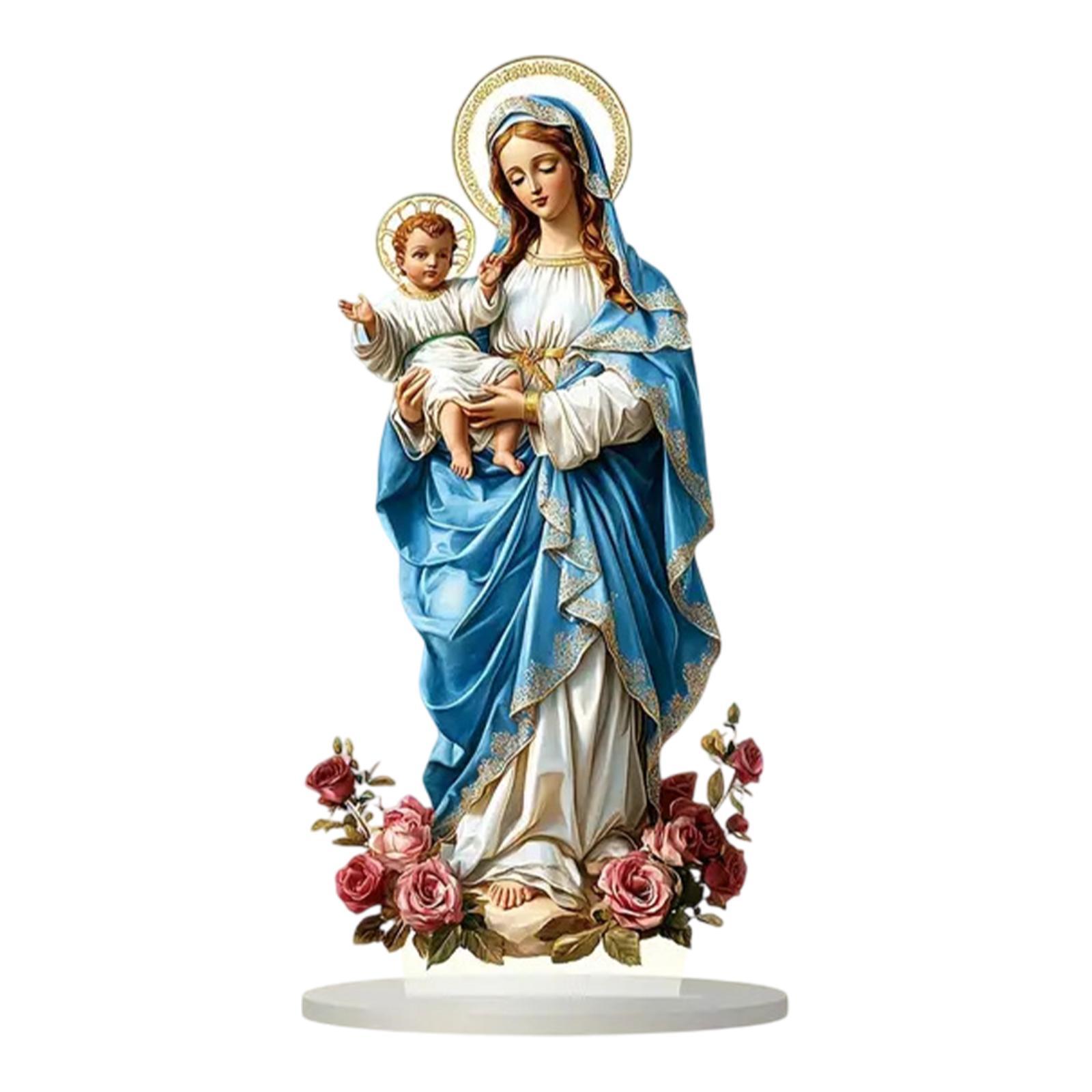 Magideal - Letrero De María Santísima, Decoración Del Hogar, Arte 2D, Letrero Religioso Coleccionable De Acrílico, Adorno Artístico Para Estante, Escritorio De