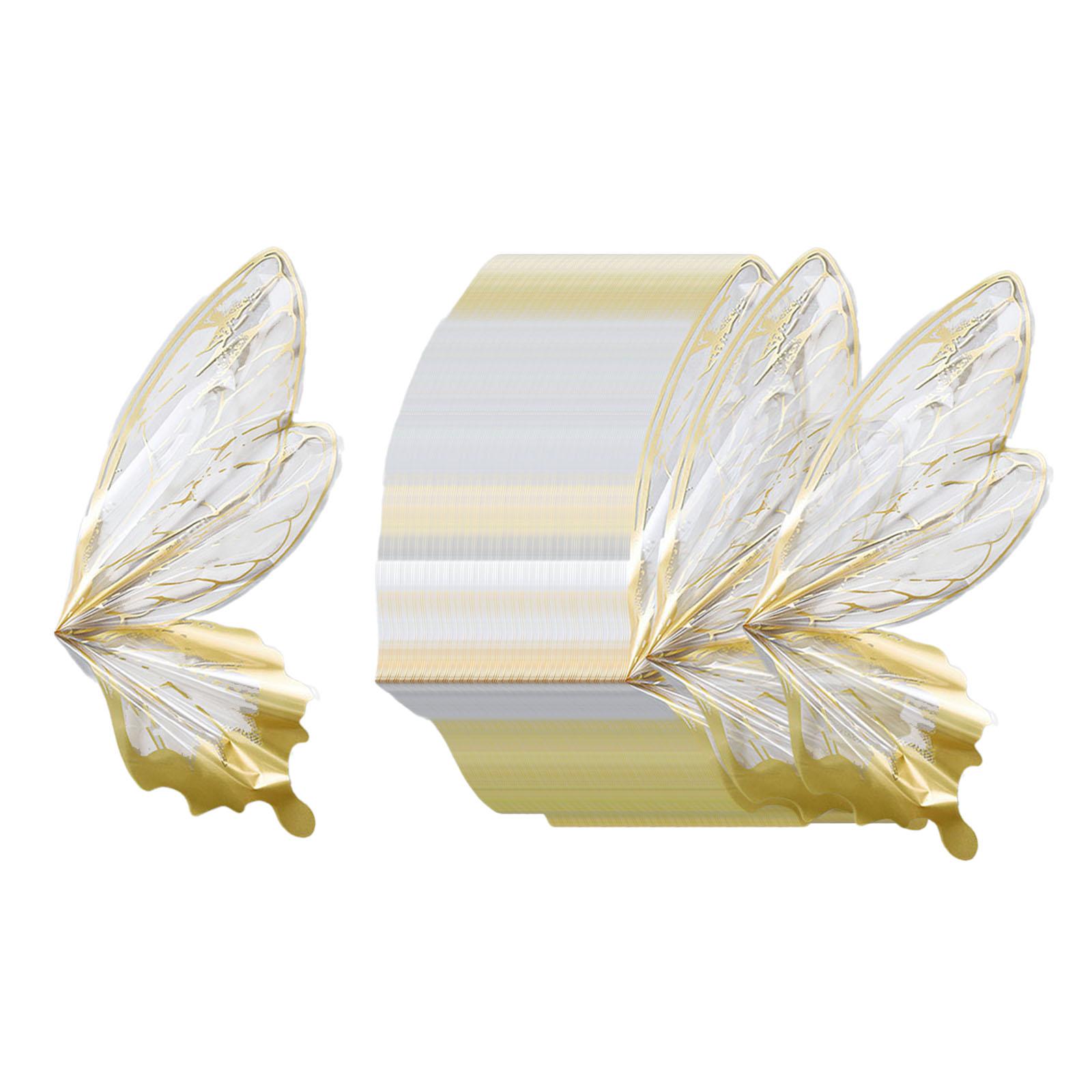 Bothyi - 80 Piezas De Papel De Regalo De Flores, Papel De Embalaje De Ala De Mariposa Para Cumpleaños, Dorado
