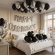 thumbnail image 1 of Kit Decoración Cumpleaños Globos Happy Birthday y Corazones Negro Plata, 1 of 3