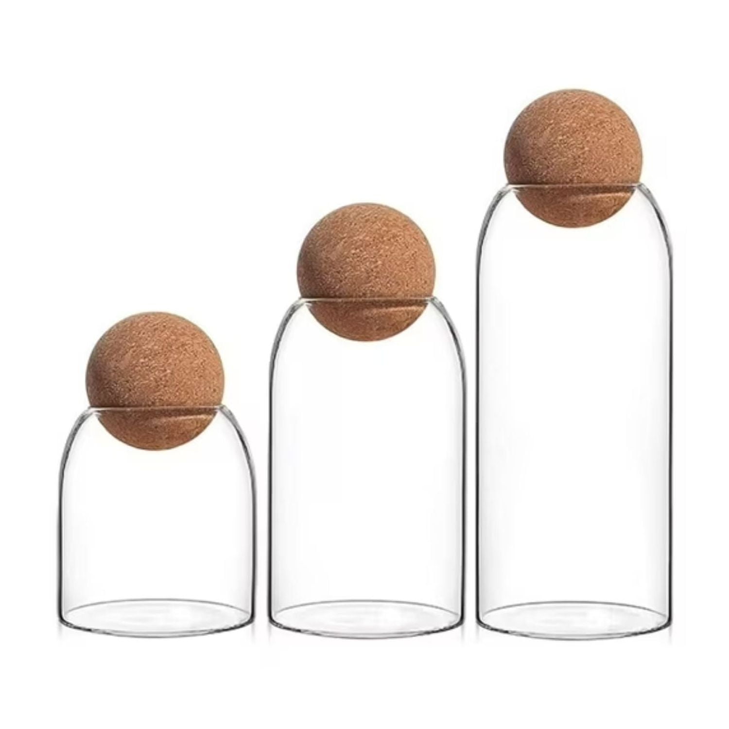 Disparo - Set 3 Botellas Frascos Contenedor Vidrio Con Tapa Corcho