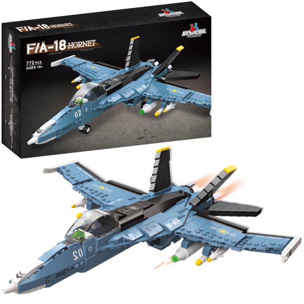 Set de bloques de construcción Apostrophe Games F/A-18 Hornet Fighter Jet 772 unidades