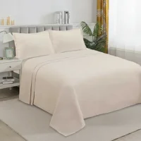 Casadeliacl - Sábanas W.M G Juego De 200 Hilos Para Colchón 2 Plazas Beige Liso