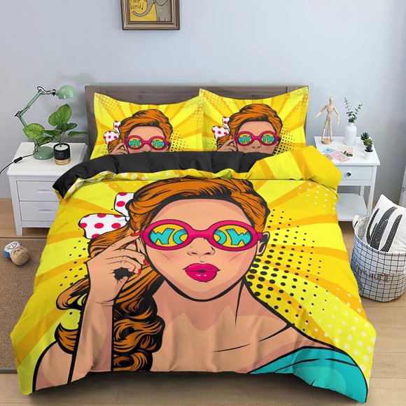 Cartoon Girly Watercolor Fashion Girl Modern Women Bedding Set Boys Girls Duvet Cover Pillowcase Bed Kids Adult