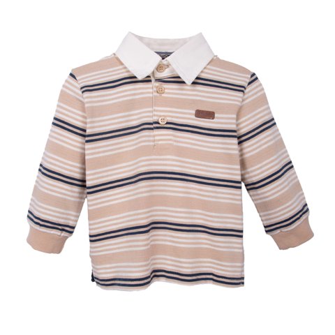 Pillin - Polera Bebé Niño A Rayas Con Cuello Crudo