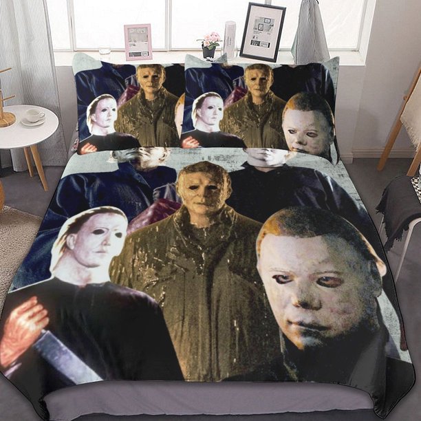 Michael Myers Halloween 3 Pcs Bed Sheets Set Breathable Duvet Cover with 2 Pillow Sham Soft All Seasons Bedding Set hn44